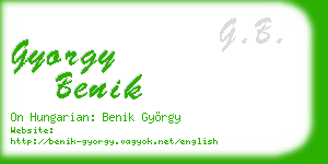 gyorgy benik business card